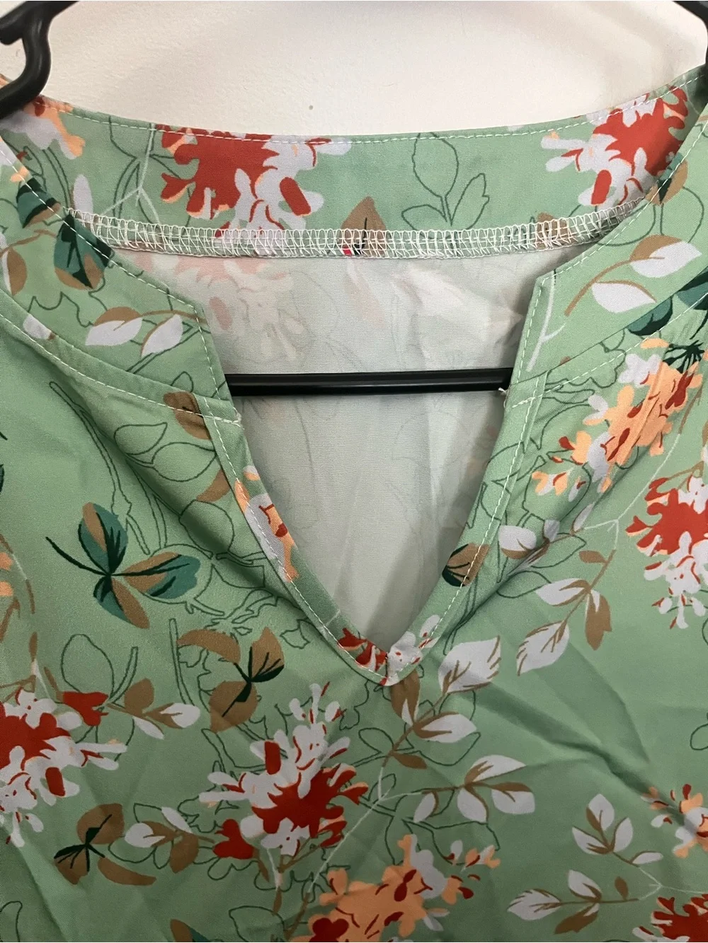 Women's Floral V-Neck Mint Green Dress